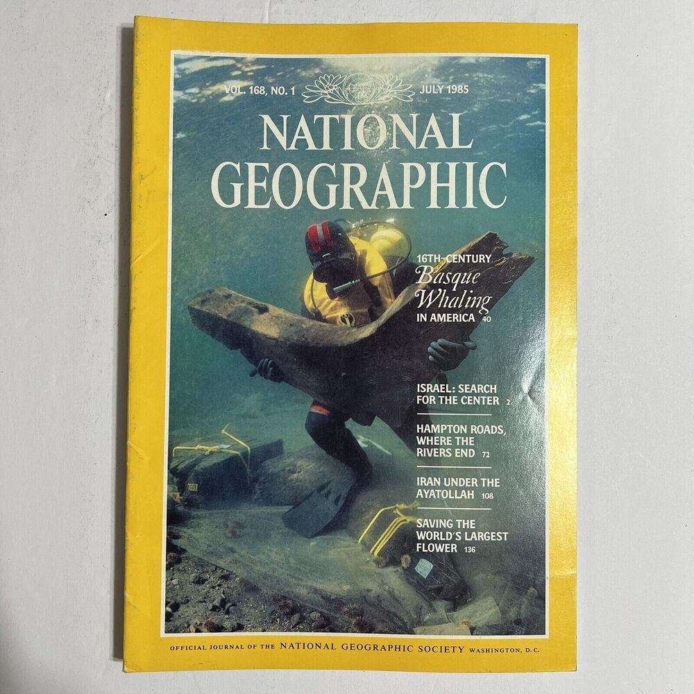 Vintage National Geographic July 1985 Israel Basque Whalers Iran Virginia